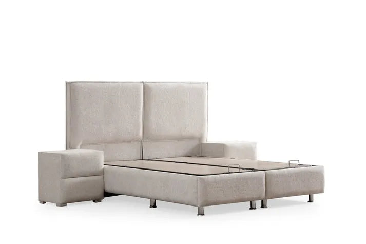 Lit coffre Maya Chenille Blanc Cassé