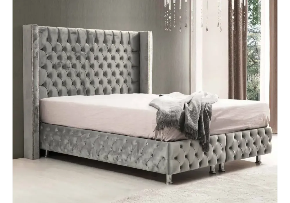 Lit coffre en tissu velours 180x200 cm