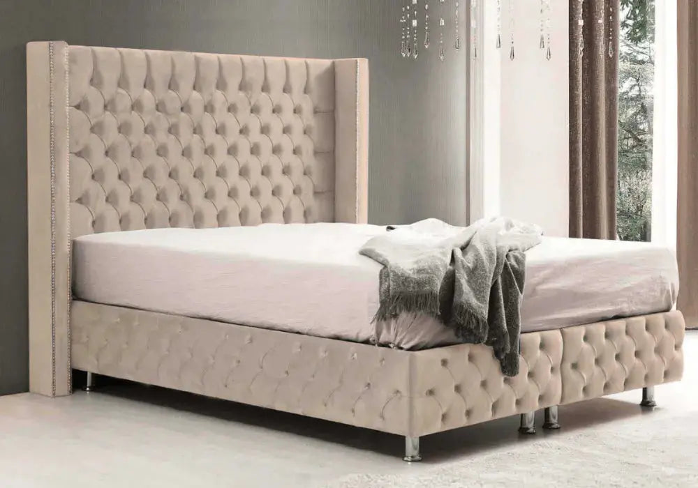 Lit coffre en tissu velours 180x200 cm Swedzo-Meuble