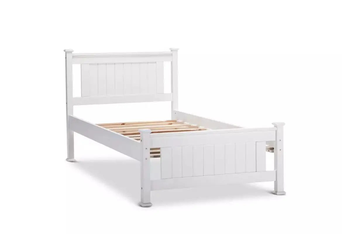 Lit simple bois blanc ELSA 90/190 Swedzo-Meuble