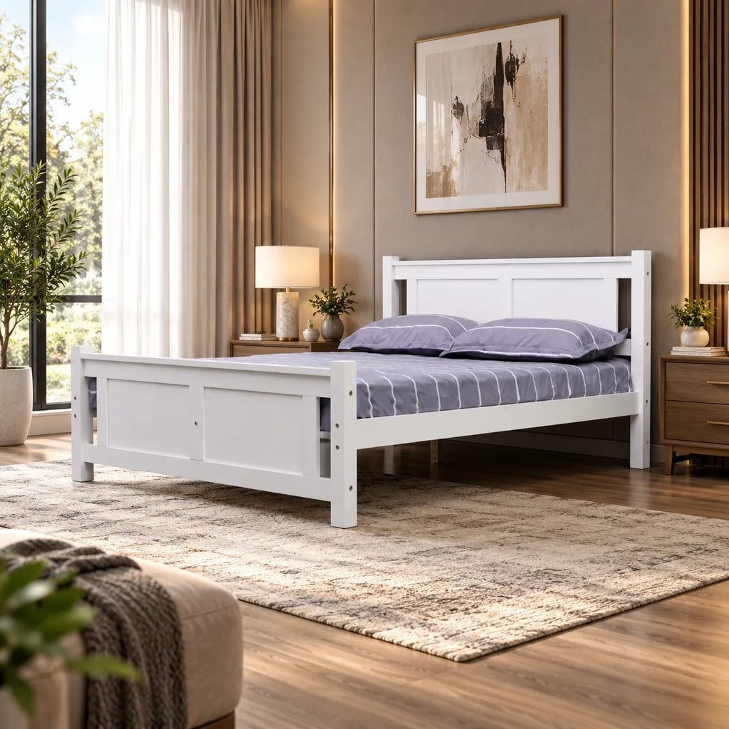 Lit Batna En Bois Blanc 140X190cm