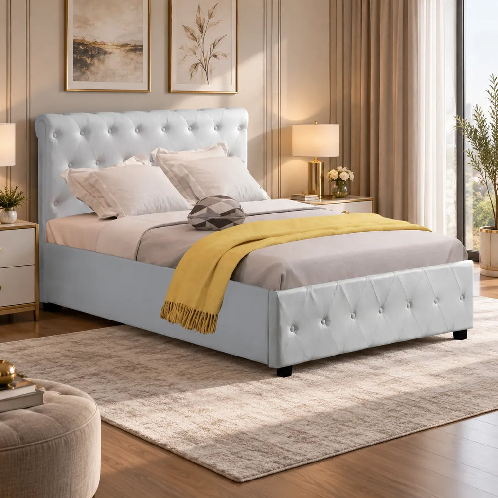 Lit COCTO CAPITONNE avec BOUTON EN SIMILICUIR 140190