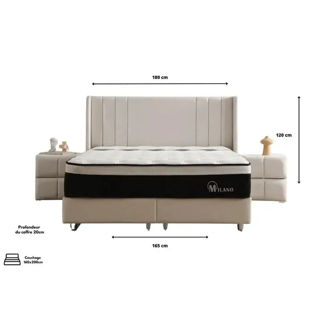 Lit Coffre Alma Velours beige