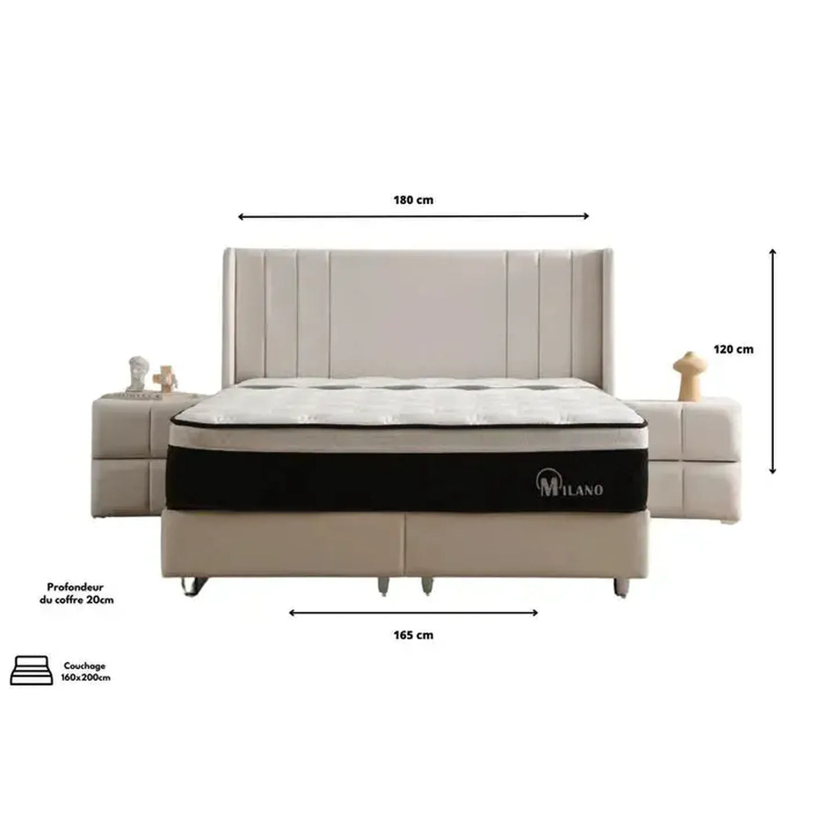 Lit Coffre Alma Velours beige