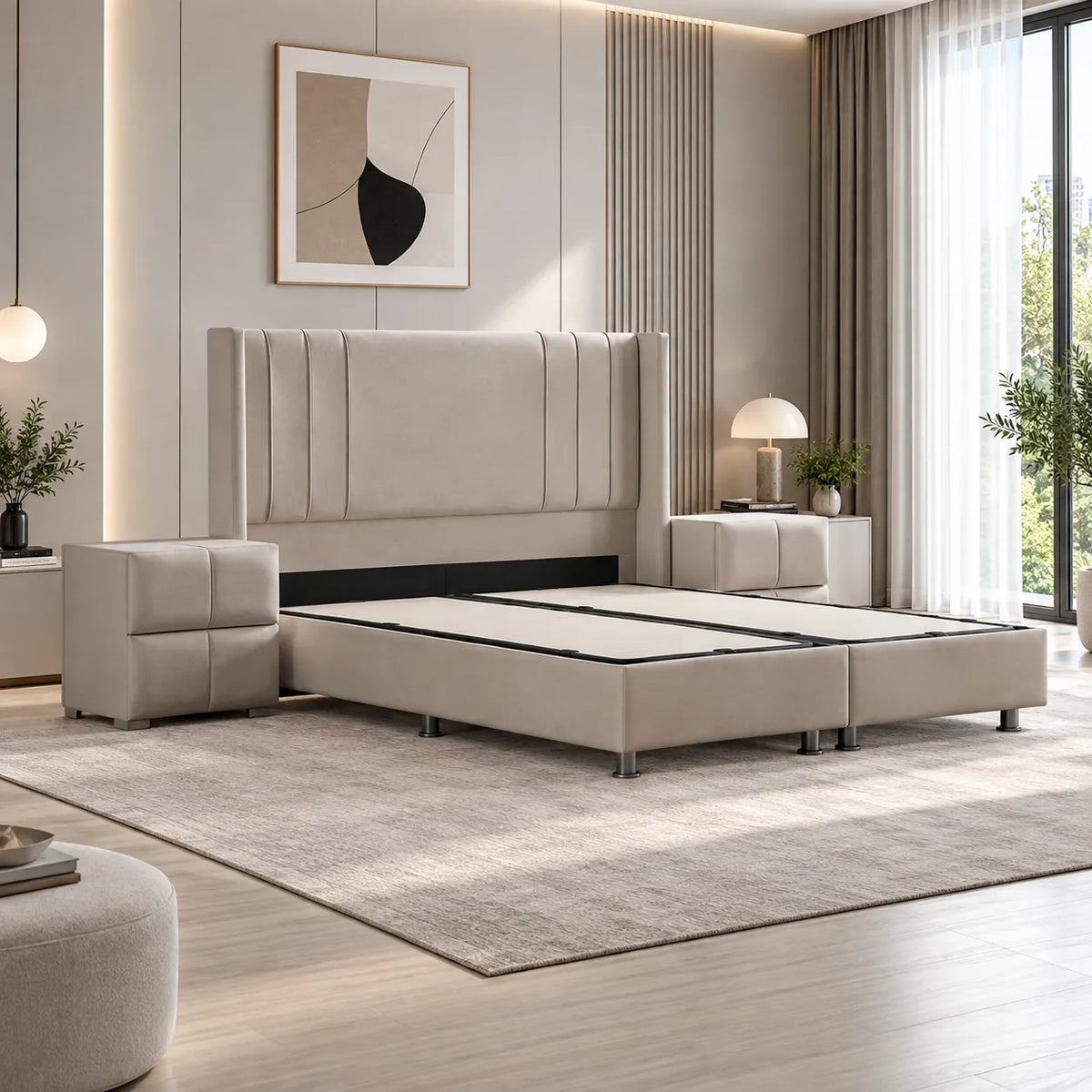 Lit Coffre Alma Velours beige