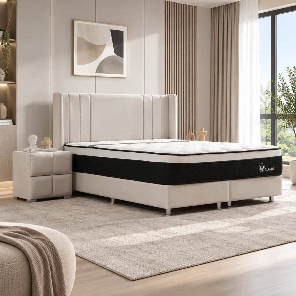 Lit Coffre Alma Velours beige