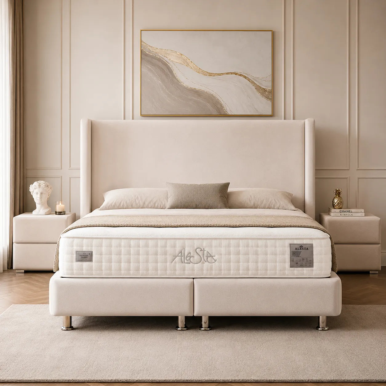 Lit Coffre COCO BLANC ECRU - Velours