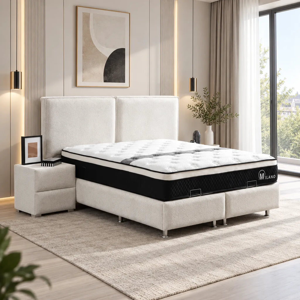 Lit Coffre Maya Chenille Blanc Cassé