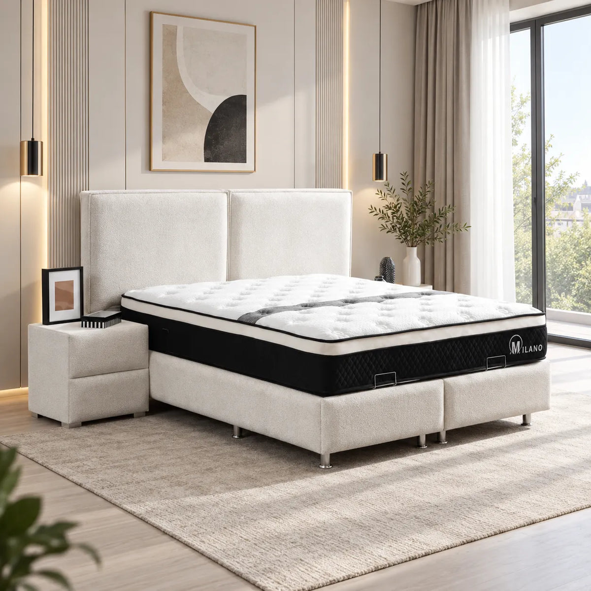 Lit Coffre Maya Chenille Blanc Cassé