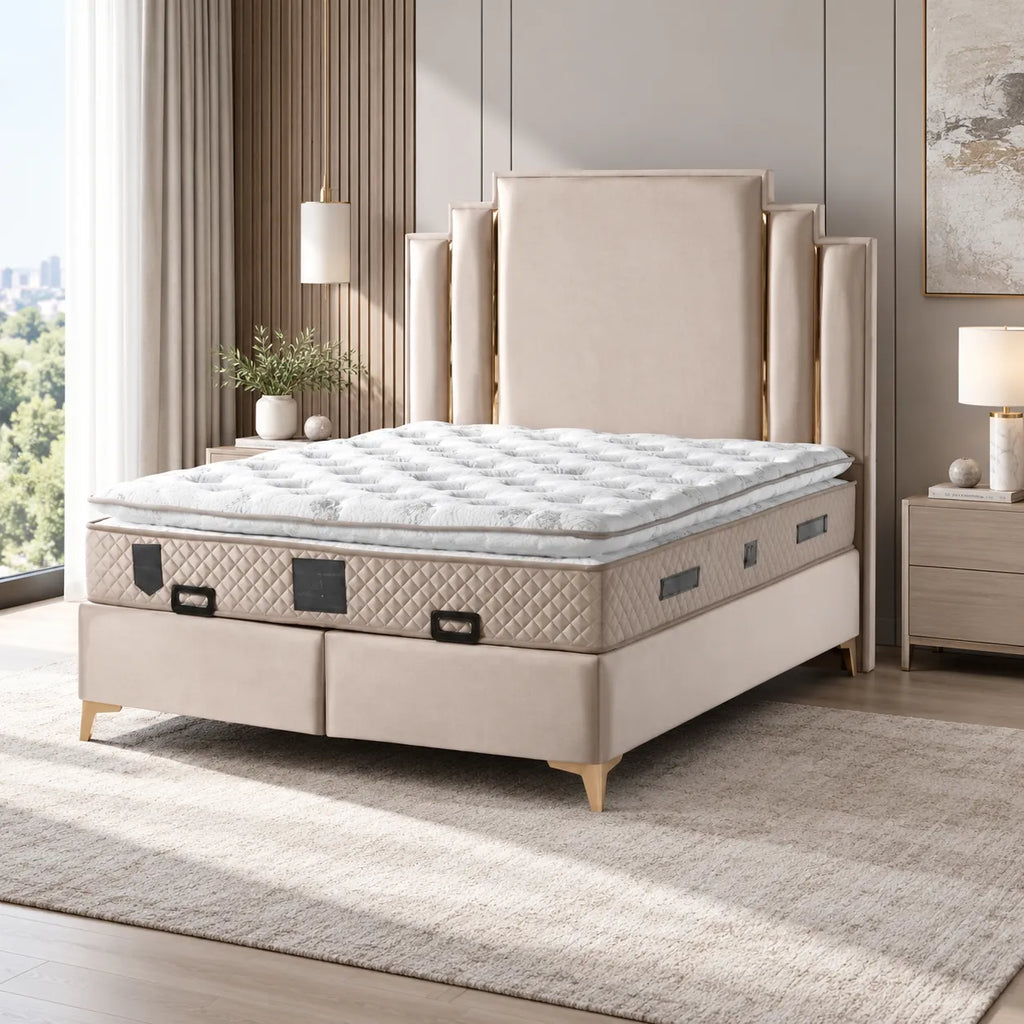 Lit Coffre Milan 160x200 Pieds Dore