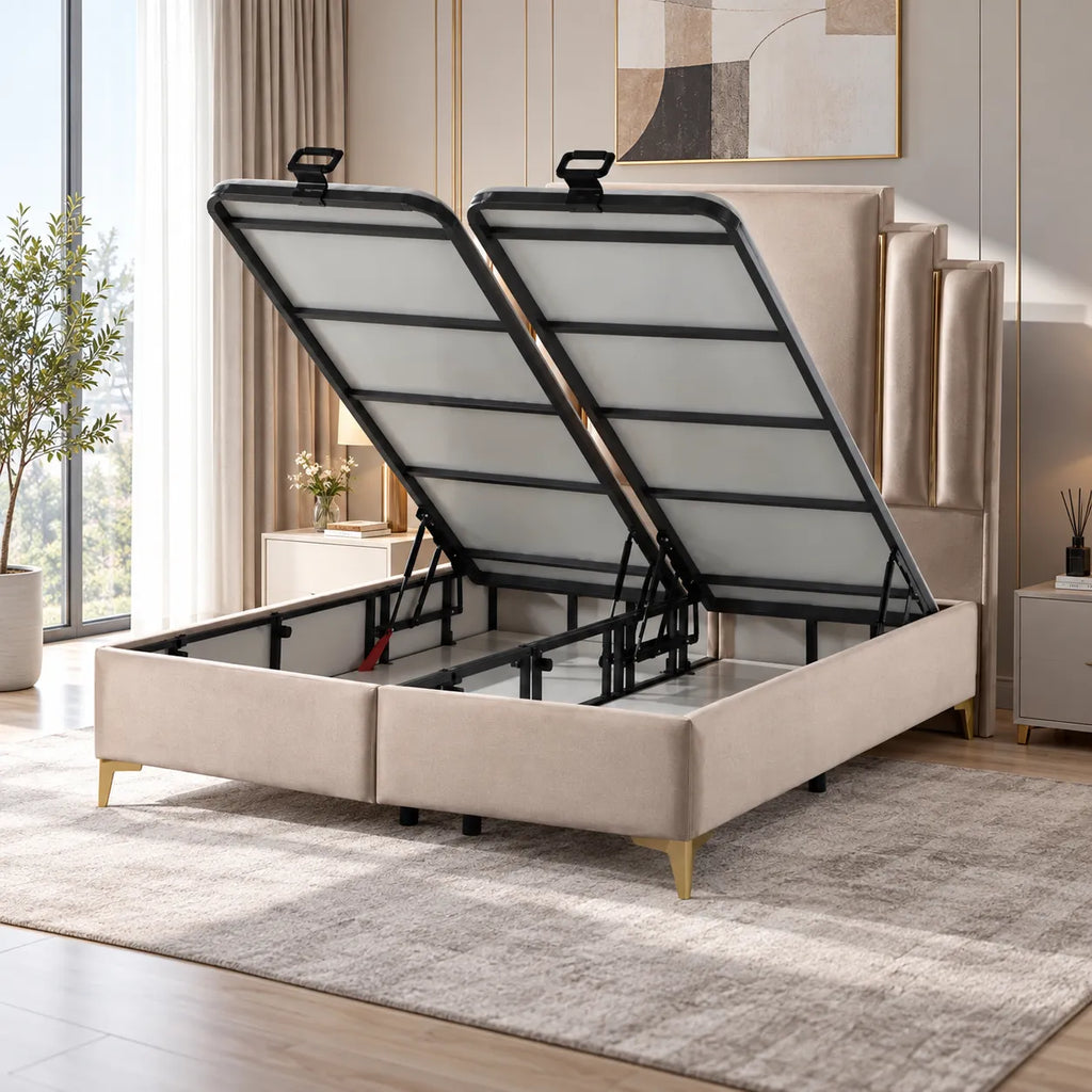 Lit Coffre Milan 160x200 Pieds Dore