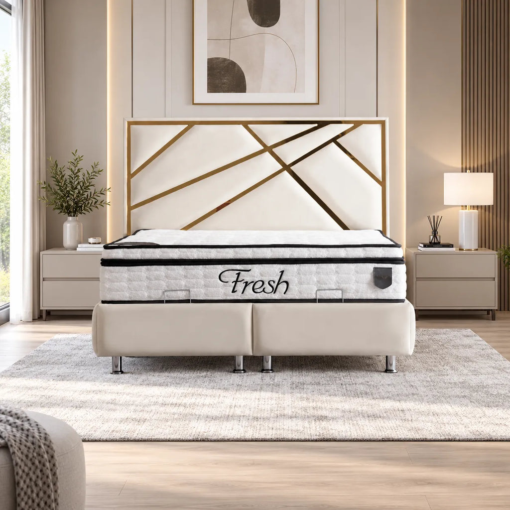 Lit Coffre PARMA BLANC CASSE - Velours
