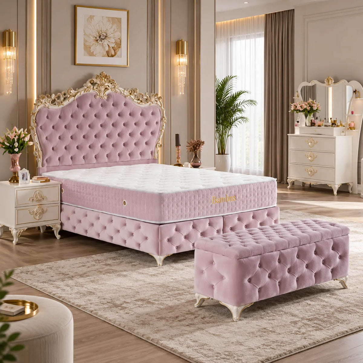 Lit Coffre Royal 180x200 cm avec Pied Ore