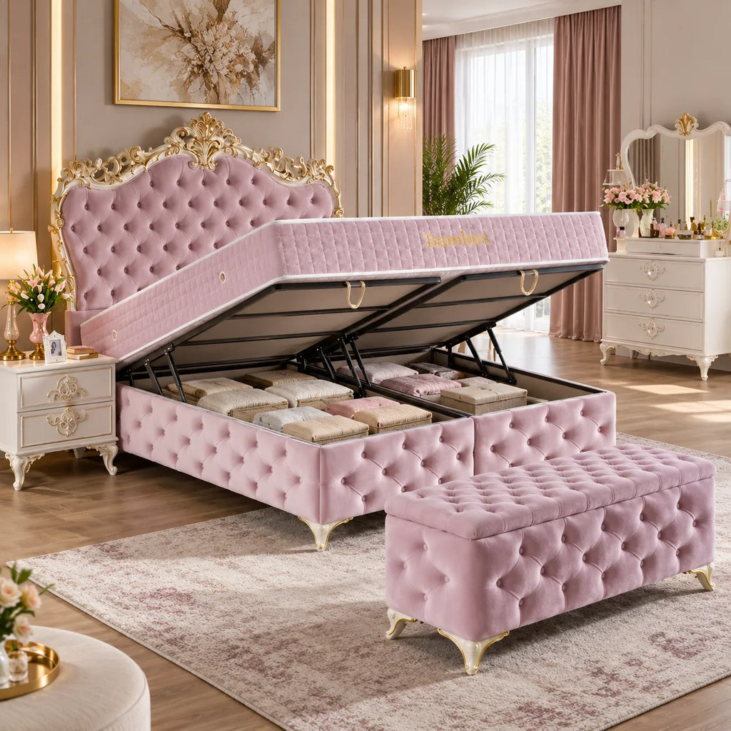 Lit Coffre Royal 180x200 cm avec Pied Ore