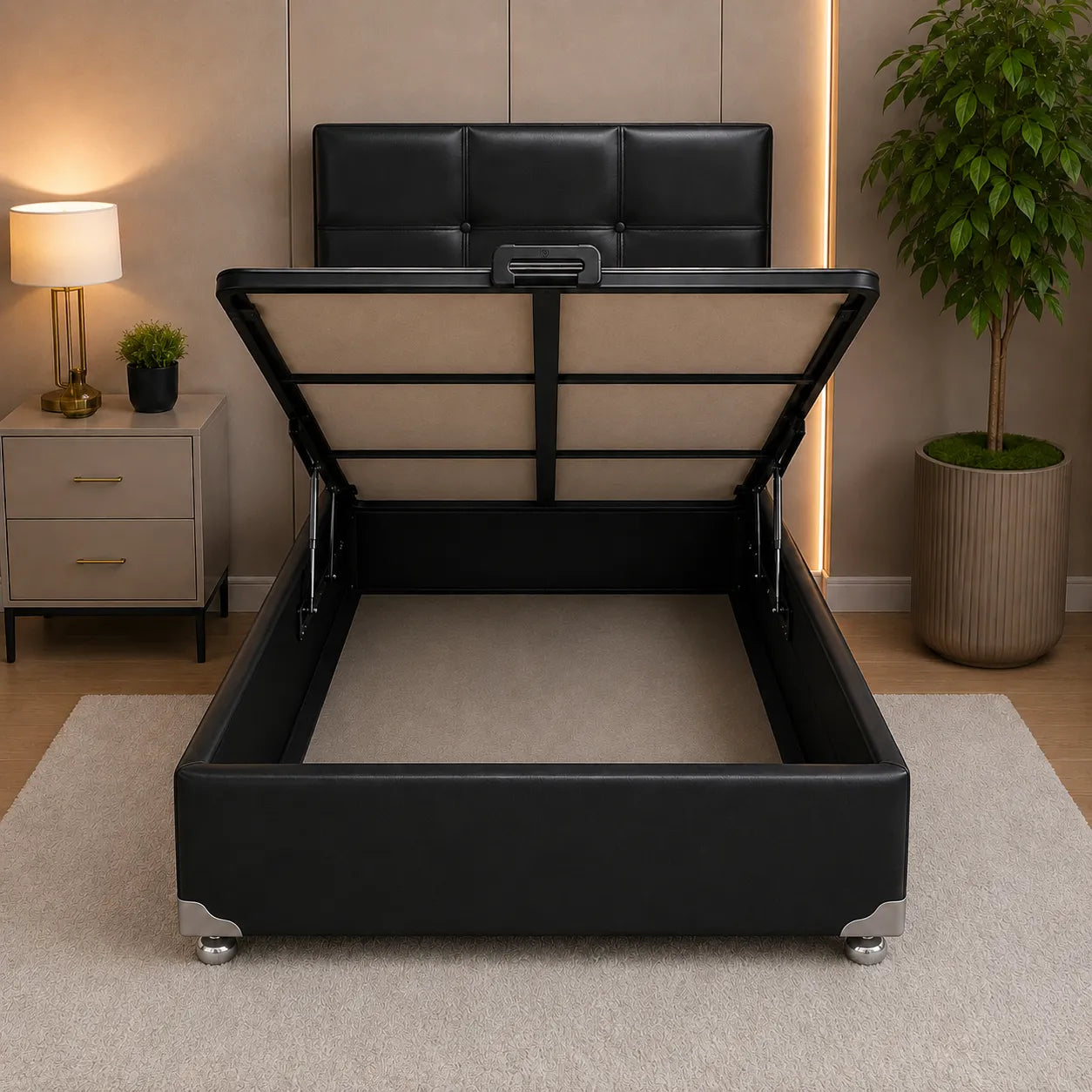 Lit Coffre en cuir 90x190