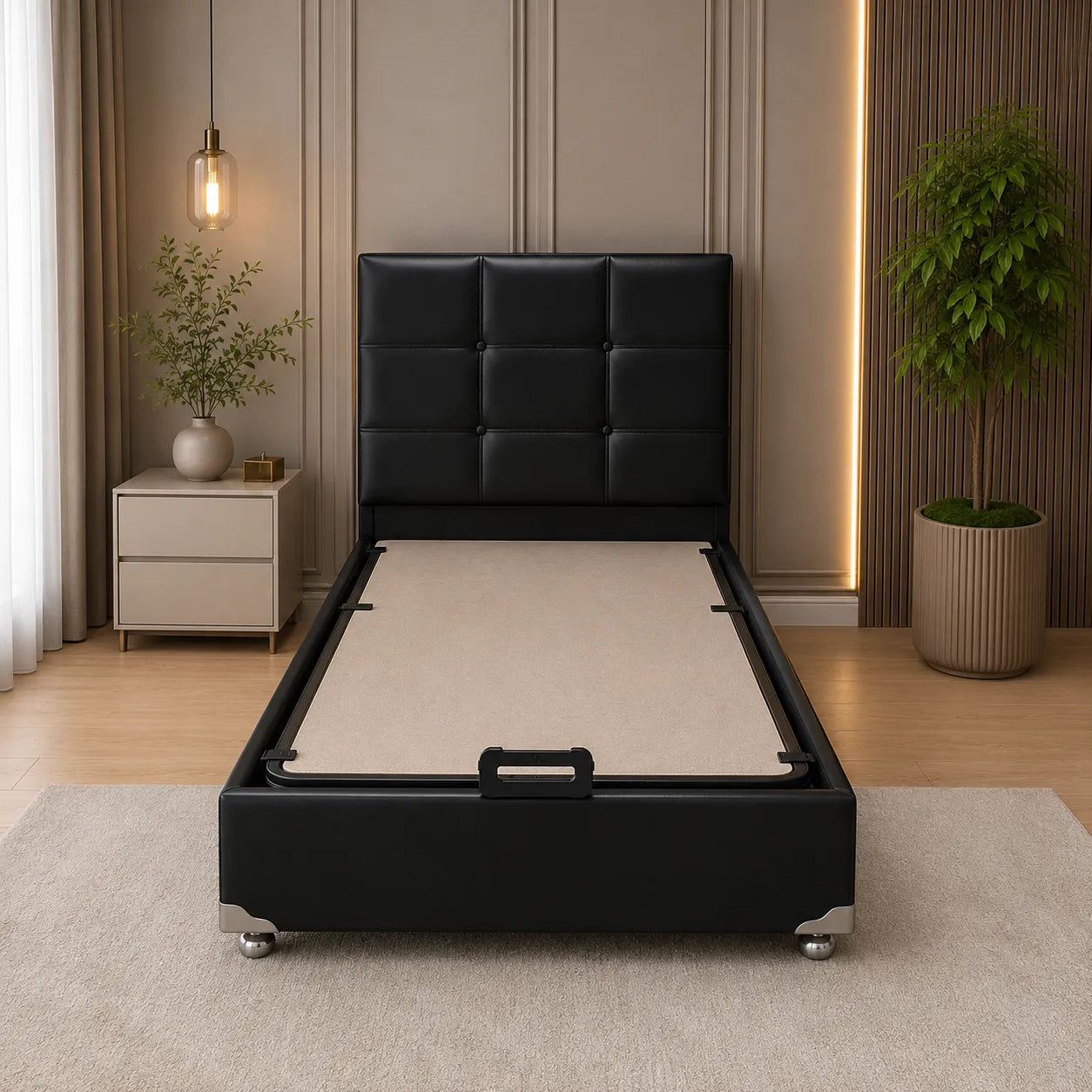 Lit Coffre en cuir 90x190