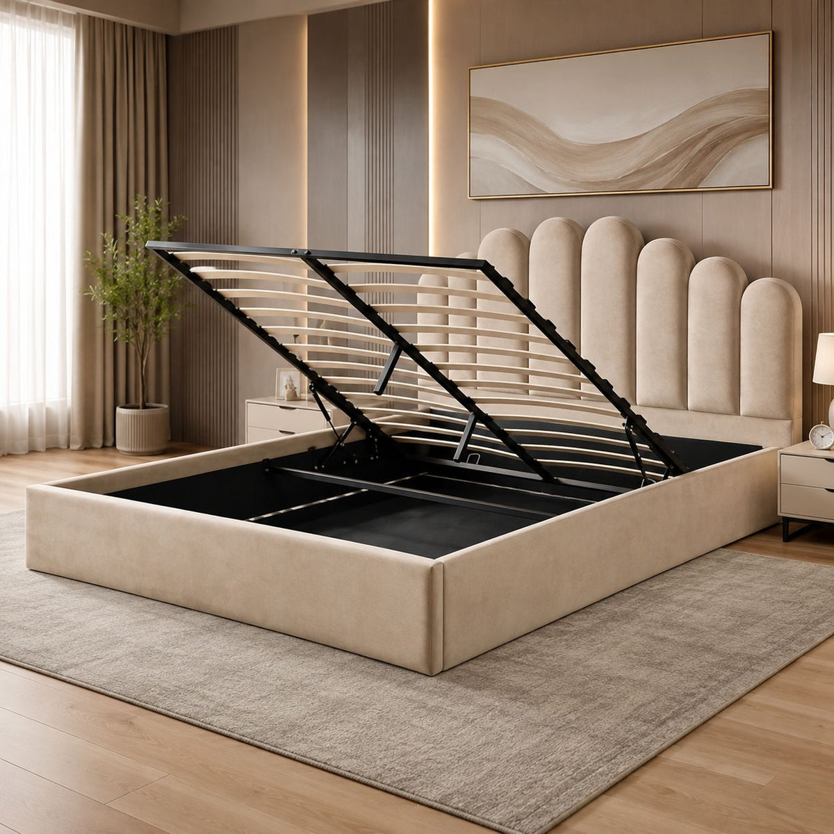 Lit Doha Velour avec Coffre 140190