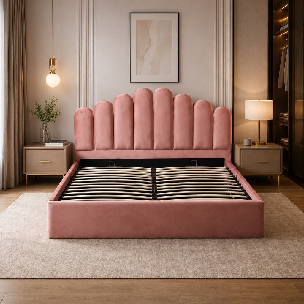 Lit Doha Velours 160x200 cm avec Coffre