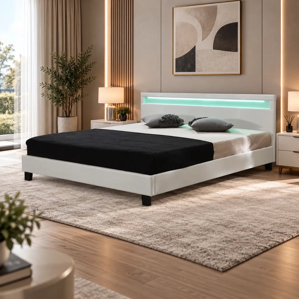 Lit LED avec Sommier Blanc