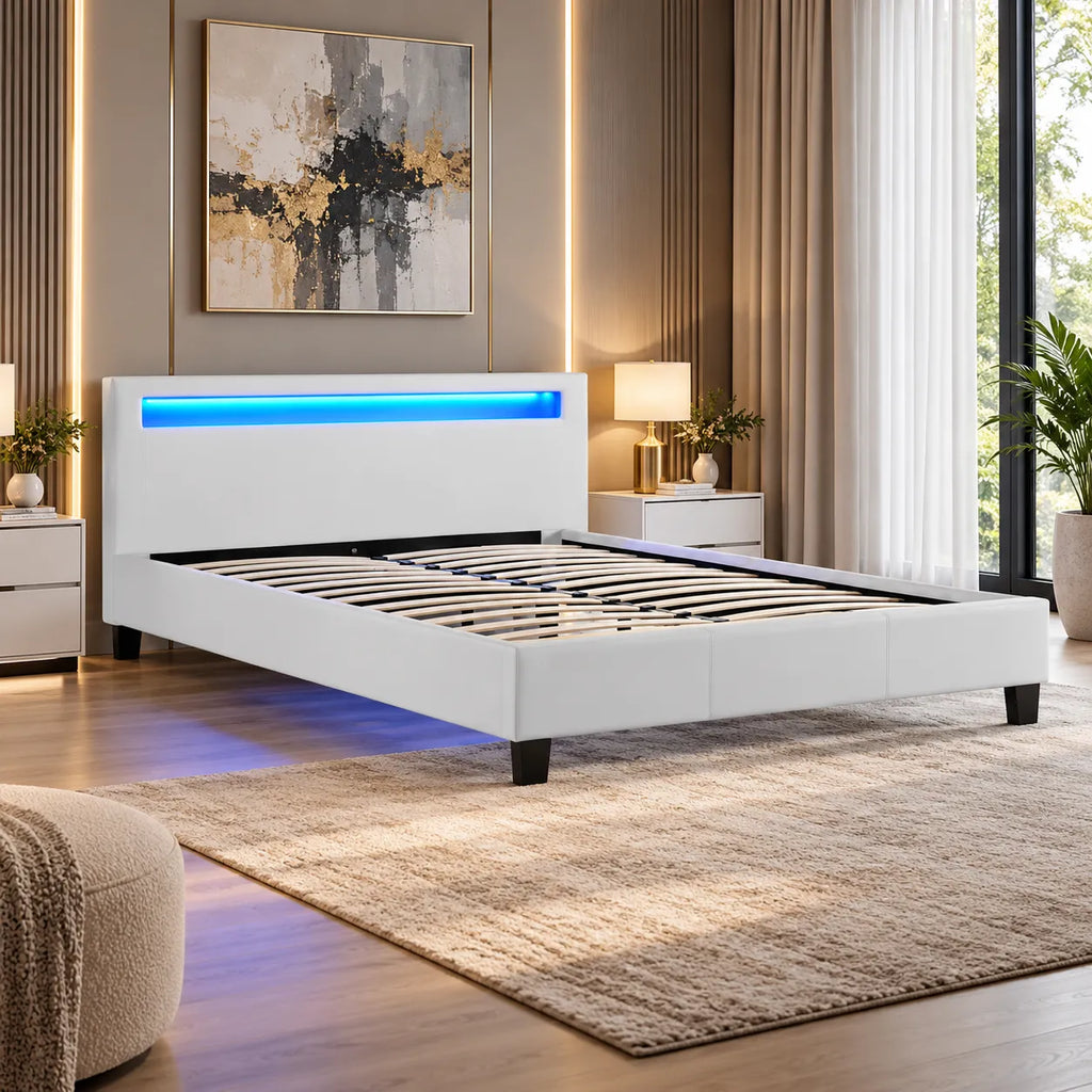 Lit LED avec Sommier Blanc