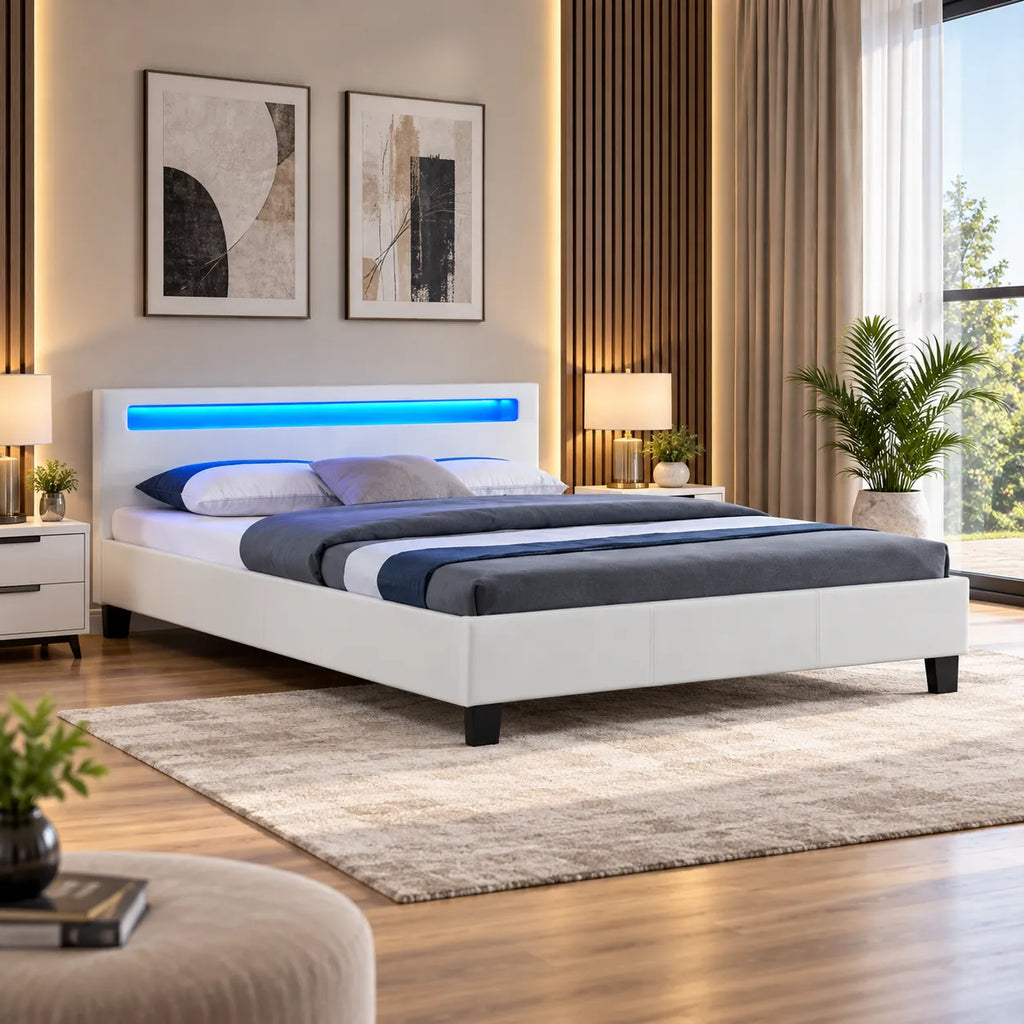 Lit LED avec Sommier Blanc