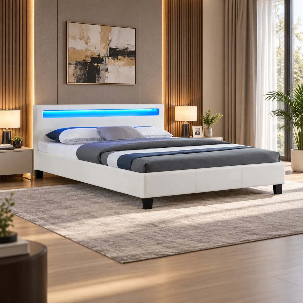 Lit LED avec Sommier Blanc