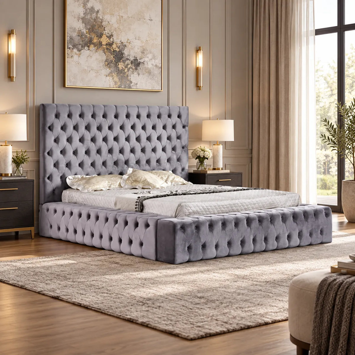 Lit ROYAL CAPITONNE Velours