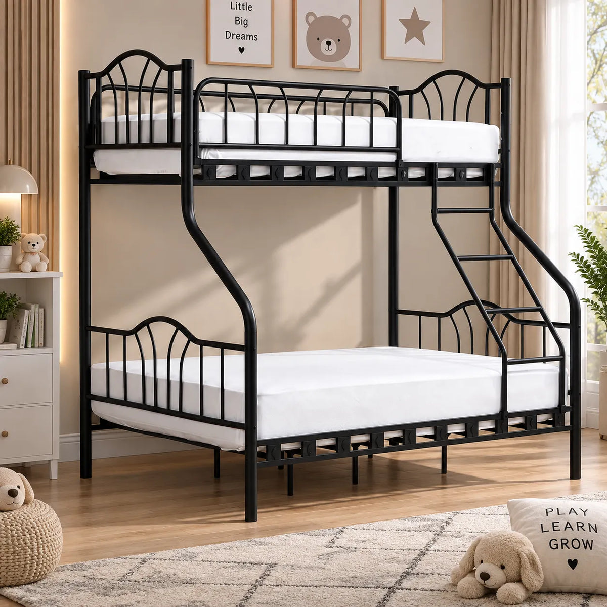 Lit Superposé Métal Royal 2+1 Places – Blanc ou Noir