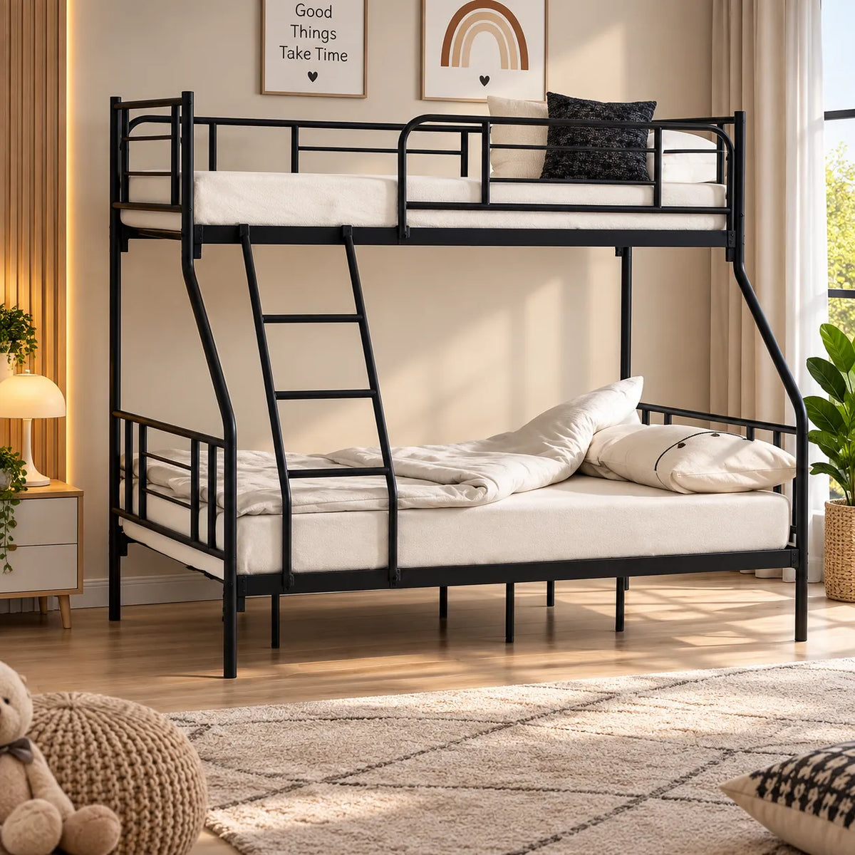 Lit Superposé Métal Royal 2+1 Places – Blanc ou Noir