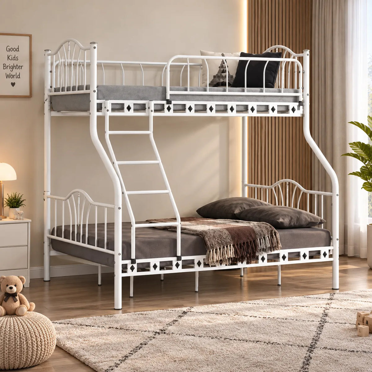 Lit Superposé Métal Royal 2+1 Places – Blanc ou Noir