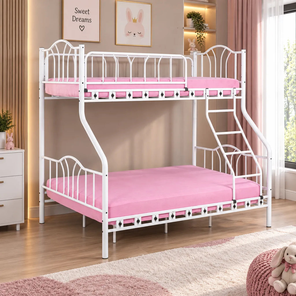 Lit Superposé Métal Royal 2+1 Places – Blanc ou Noir