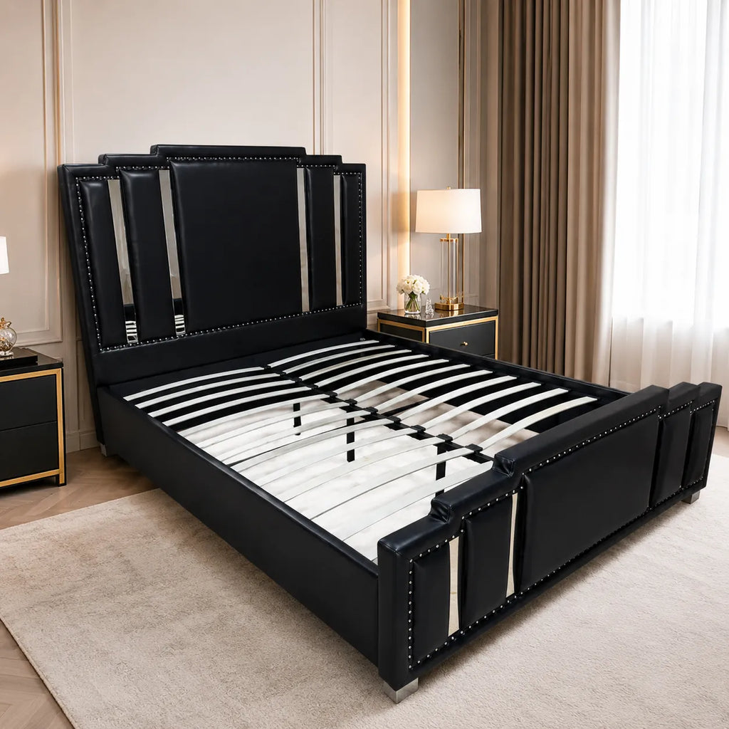 Lit Velours avec Sommier 140x190