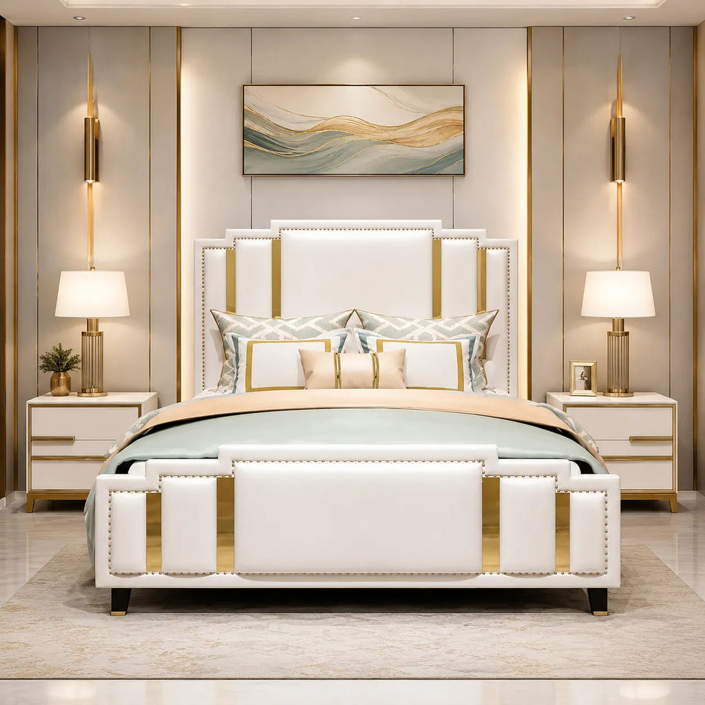 Lit Velours avec Sommier 140x190