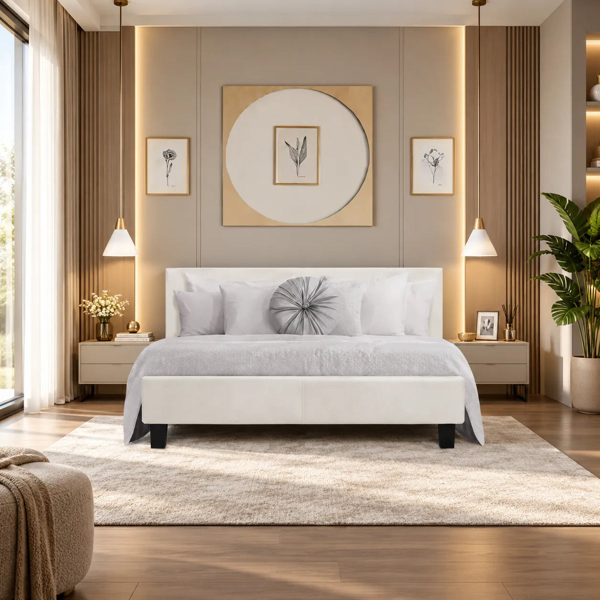 Lit avec Sommier 140x190 - 160x200 Blanc