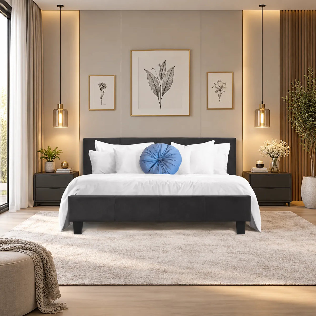 Lit avec Sommier 140x190 - 160x200 Noir