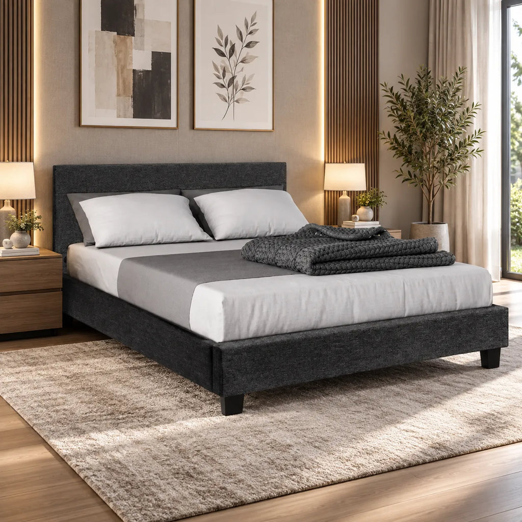 Lit avec Sommier Tissu 140x190 cm