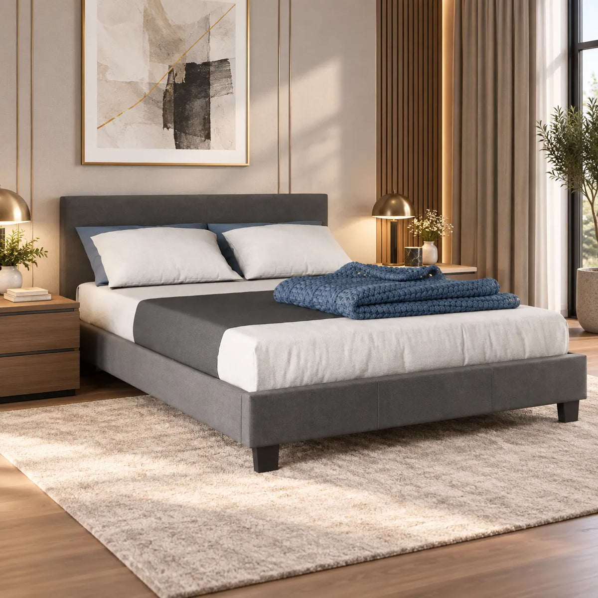 Lit avec Sommier Tissu 140x190 cm
