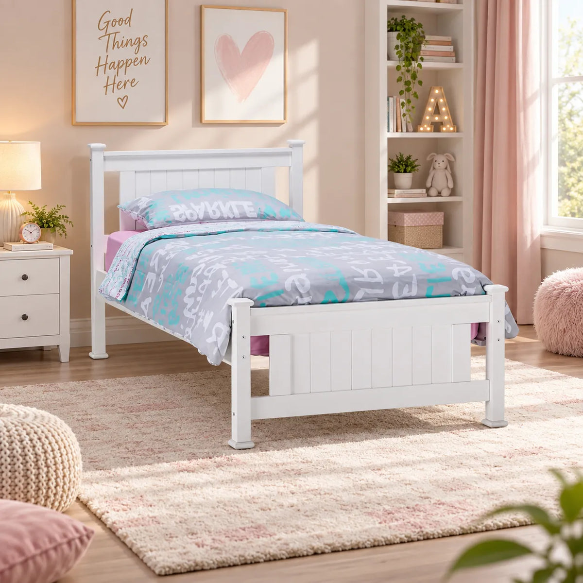 Lit simple bois blanc ELSA 90190