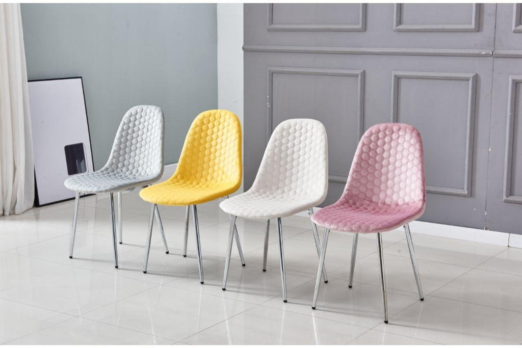 Lot De 4 Chaises Scandinave Abeille Chrome Velours