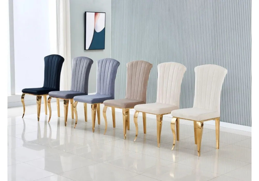 Lot De 6 Chaises Louis Gold Velours Ardoise