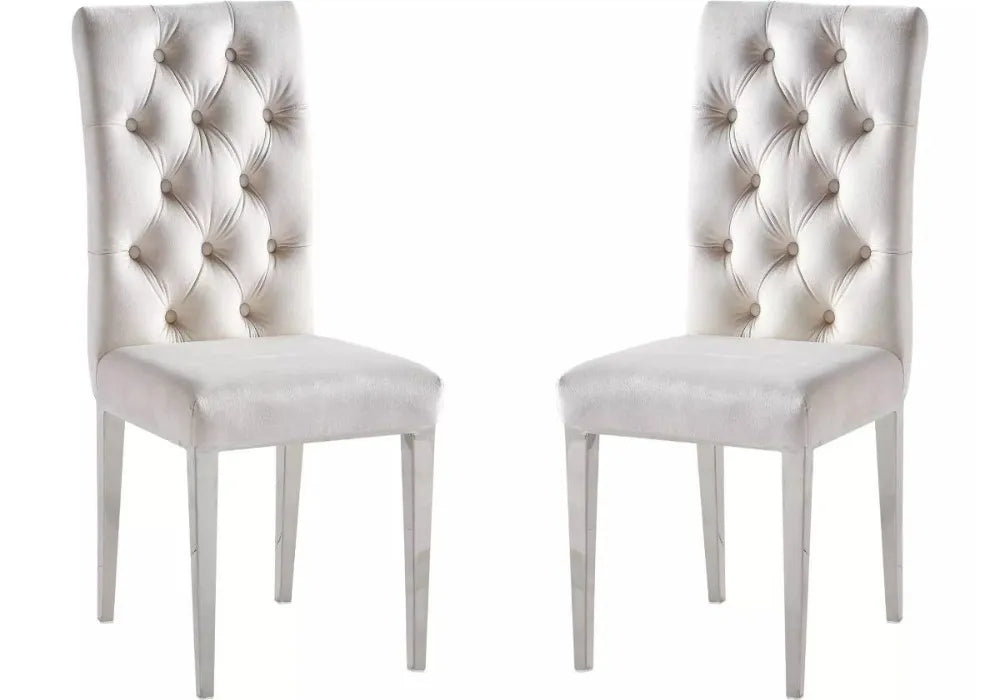 Lot De 6 Chaises Nevada Capitonne Avec Boutons Chrome Velours