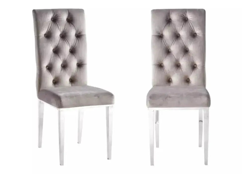 Lot De 6 Chaises Nevada Capitonne Avec Boutons Chrome Velours Swedzo-Meuble