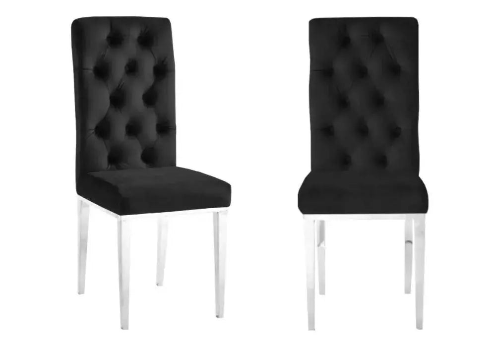 Lot De 6 Chaises Nevada Capitonne Avec Boutons Chrome Velours Swedzo-Meuble