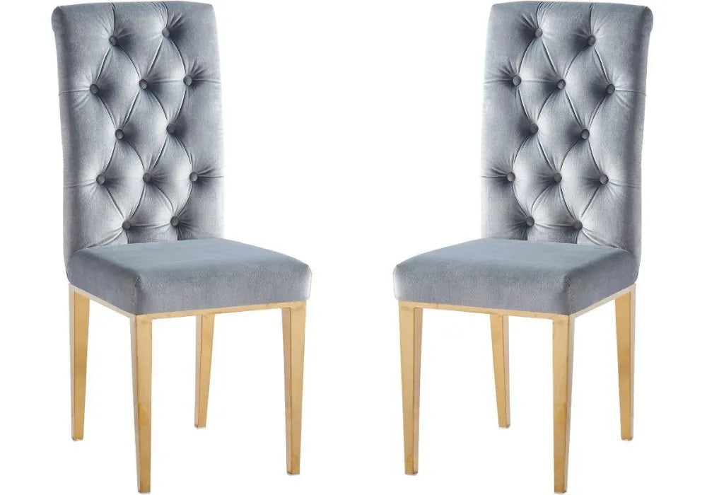 Lot De 6 Chaises Nevada Capitonne Avec Boutons Gold Velours