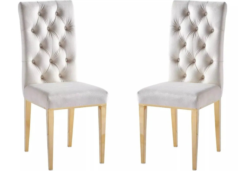 Lot De 6 Chaises Nevada Capitonne Avec Boutons Gold Velours