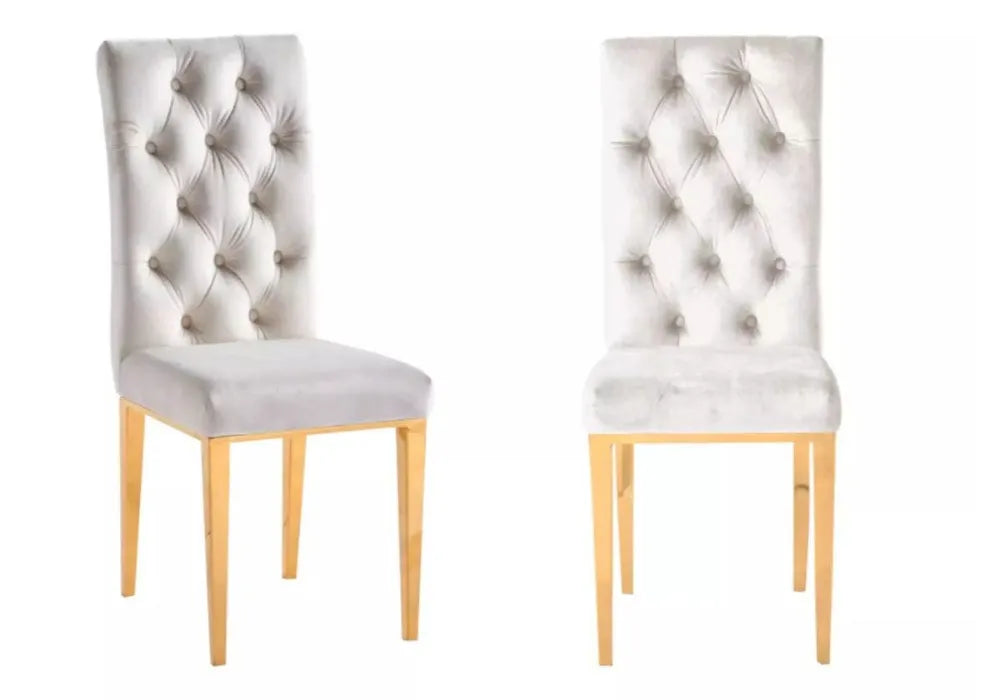 Lot De 6 Chaises Nevada Capitonne Avec Boutons Gold Velours
