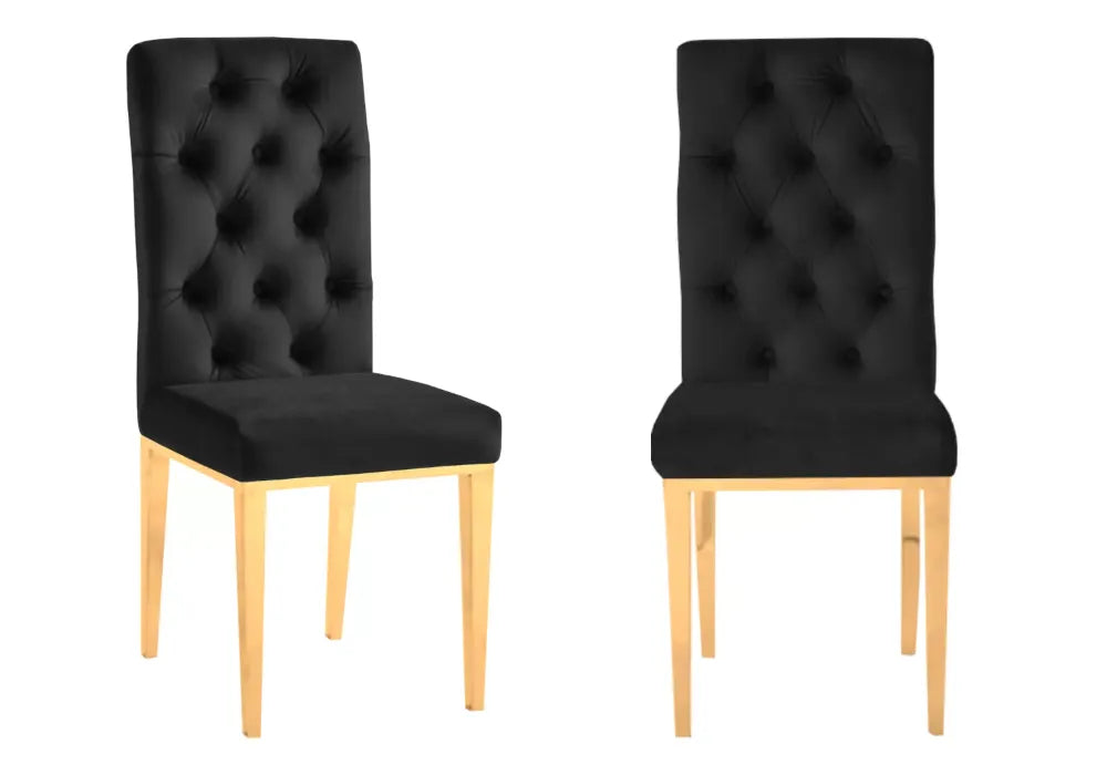 Lot De 6 Chaises Nevada Capitonne Avec Boutons Gold Velours