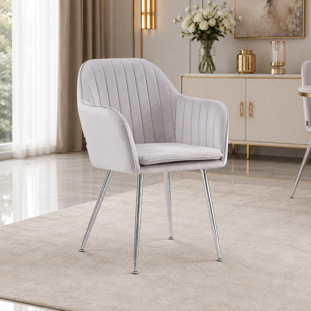 Lot De 2 Chaises Kanvas Pieds Chrome Velours