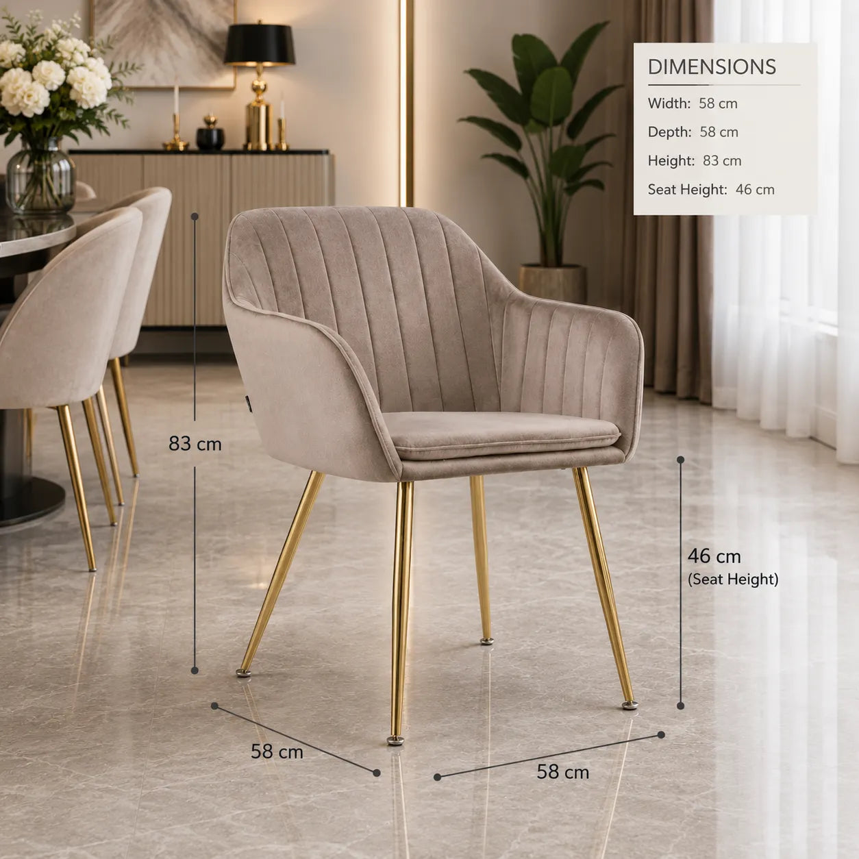 Lot De 2 Chaises Kanvas Pieds Gold Velours
