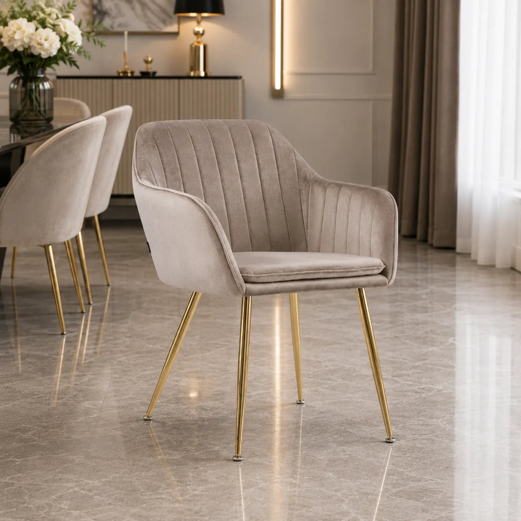 Lot De 2 Chaises Kanvas Pieds Gold Velours